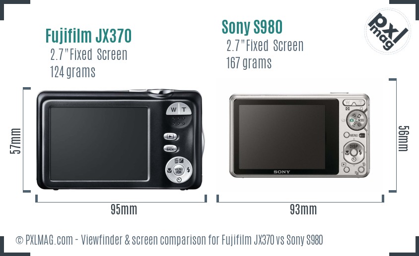 Fujifilm JX370 vs Sony S980 Screen and Viewfinder comparison