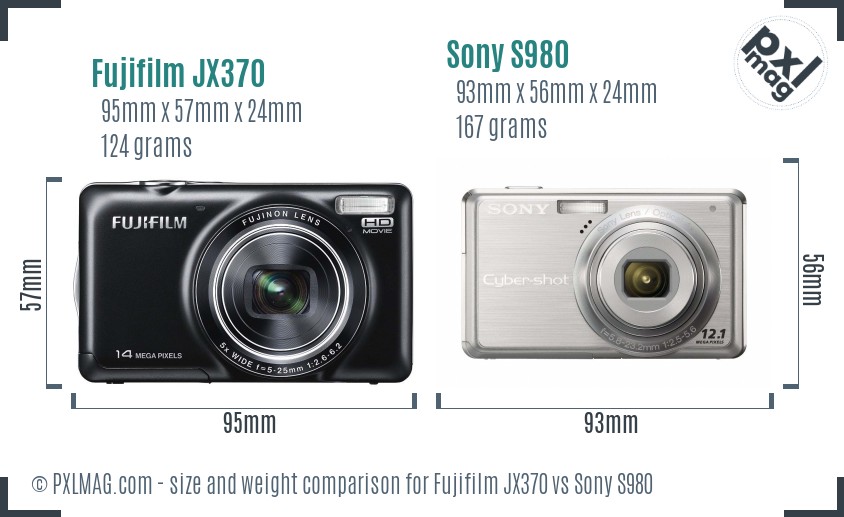 Fujifilm JX370 vs Sony S980 size comparison