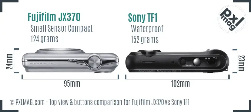 Fujifilm JX370 vs Sony TF1 top view buttons comparison