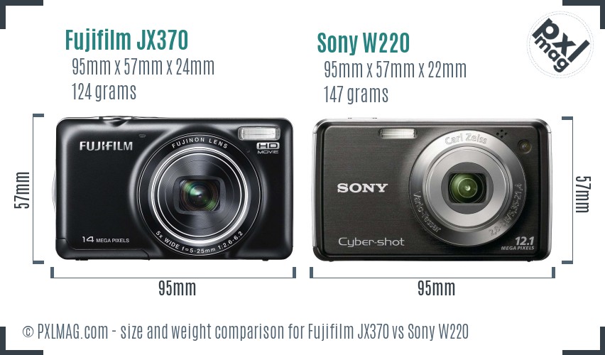 Fujifilm JX370 vs Sony W220 size comparison