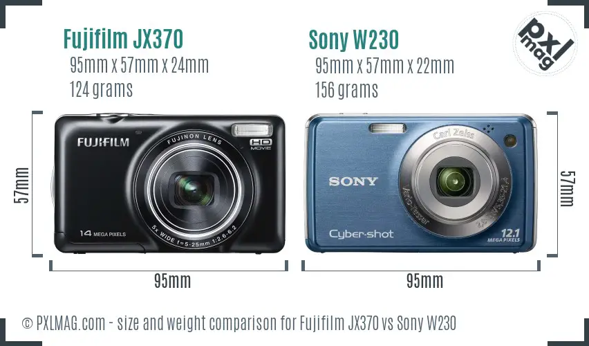 Fujifilm JX370 vs Sony W230 size comparison