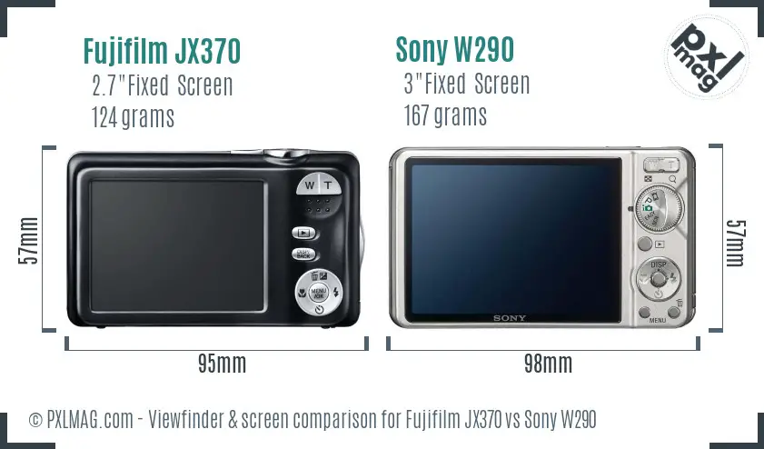 Fujifilm JX370 vs Sony W290 Screen and Viewfinder comparison