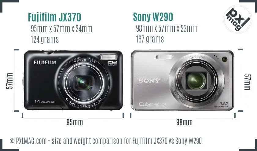 Fujifilm JX370 vs Sony W290 size comparison