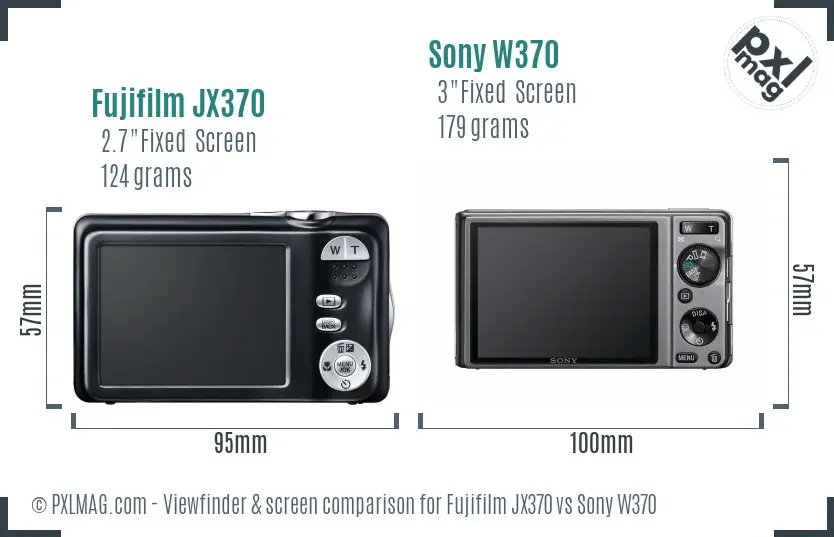 Fujifilm JX370 vs Sony W370 Screen and Viewfinder comparison Fujifilm JX370 vs Sony W370 Screen and Viewfinder comparison