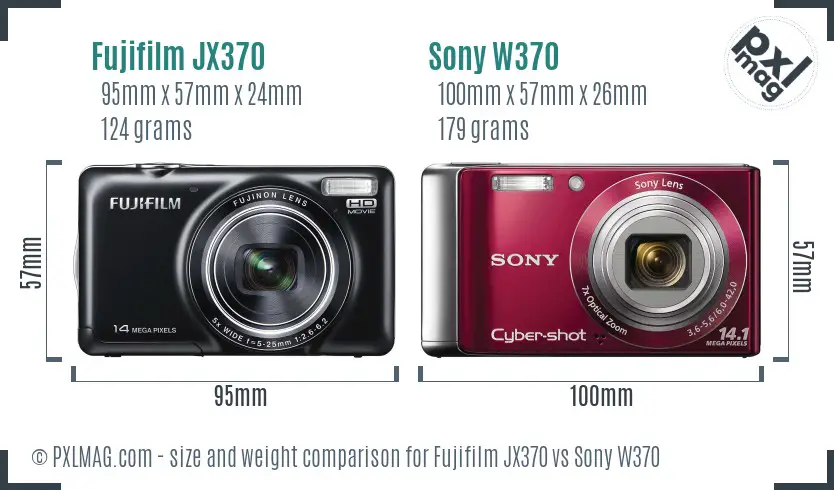 Fujifilm JX370 vs Sony W370 size comparison Fujifilm JX370 vs Sony W370 size comparison