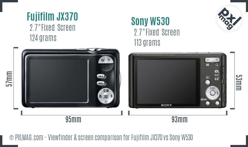 Fujifilm JX370 vs Sony W530 Screen and Viewfinder comparison