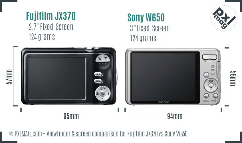 Fujifilm JX370 vs Sony W650 Screen and Viewfinder comparison