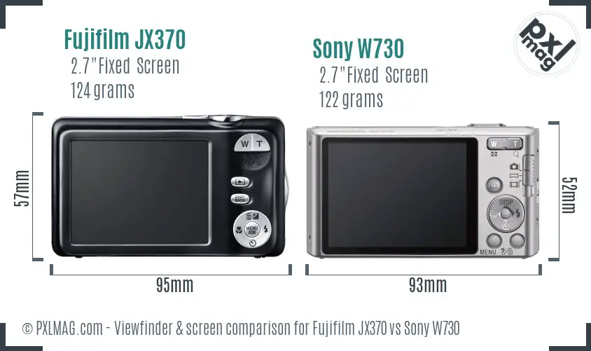 Fujifilm JX370 vs Sony W730 Screen and Viewfinder comparison