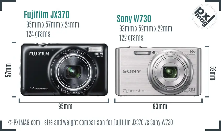 Fujifilm JX370 vs Sony W730 size comparison