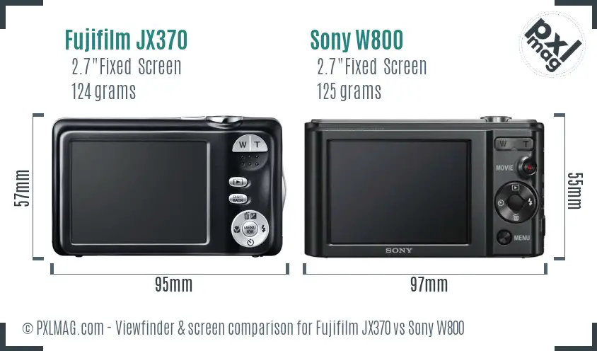 Fujifilm JX370 vs Sony W800 Screen and Viewfinder comparison