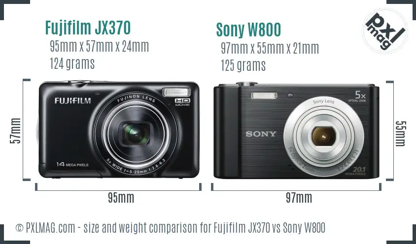 Fujifilm JX370 vs Sony W800 size comparison