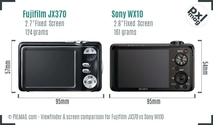 Fujifilm JX370 vs Sony WX10 Screen and Viewfinder comparison