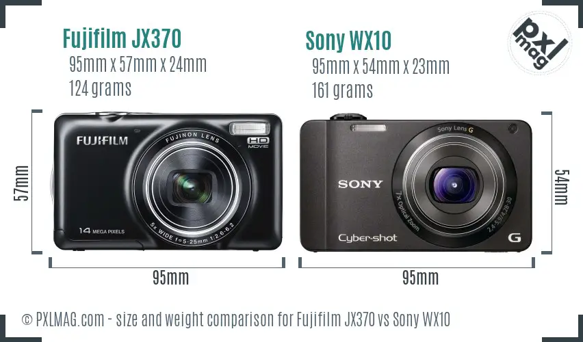 Fujifilm JX370 vs Sony WX10 size comparison