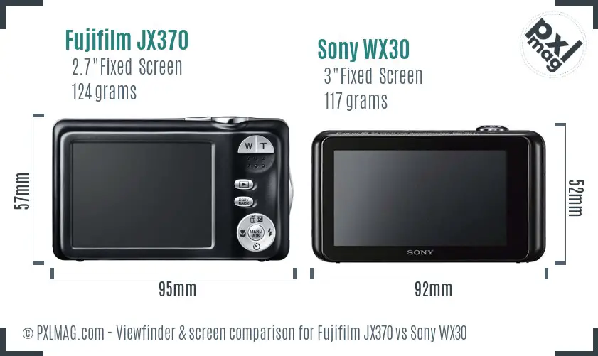 Fujifilm JX370 vs Sony WX30 Screen and Viewfinder comparison Fujifilm JX370 vs Sony WX30 Screen and Viewfinder comparison