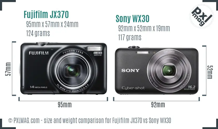 Fujifilm JX370 vs Sony WX30 size comparison Fujifilm JX370 vs Sony WX30 size comparison