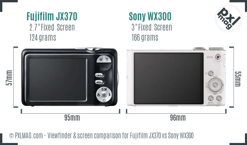 Fujifilm JX370 vs Sony WX300 Screen and Viewfinder comparison