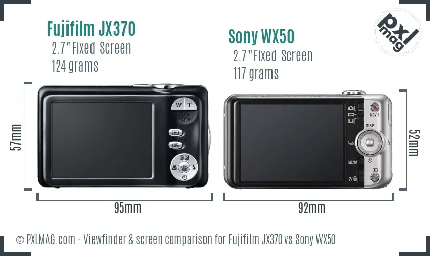 Fujifilm JX370 vs Sony WX50 Screen and Viewfinder comparison
