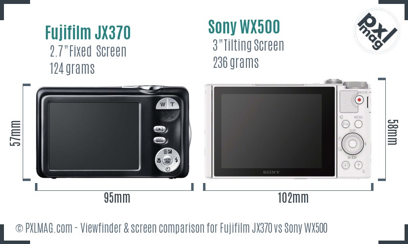 Fujifilm JX370 vs Sony WX500 Screen and Viewfinder comparison