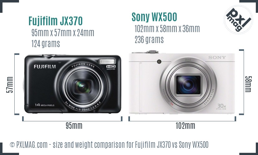 Fujifilm JX370 vs Sony WX500 size comparison