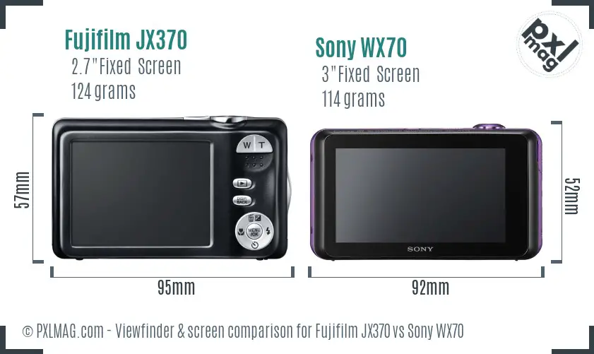 Fujifilm JX370 vs Sony WX70 Screen and Viewfinder comparison Fujifilm JX370 vs Sony WX70 Screen and Viewfinder comparison