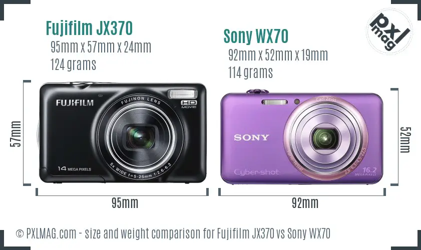 Fujifilm JX370 vs Sony WX70 size comparison Fujifilm JX370 vs Sony WX70 size comparison