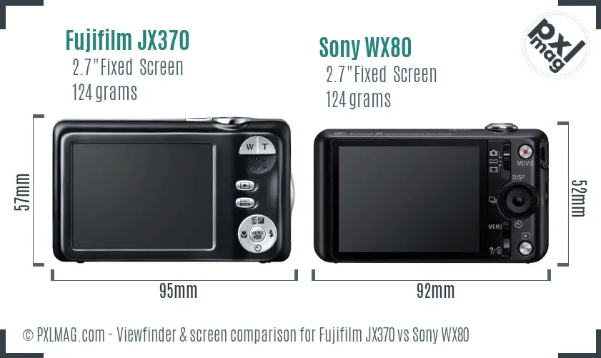 Fujifilm JX370 vs Sony WX80 Screen and Viewfinder comparison Fujifilm JX370 vs Sony WX80 Screen and Viewfinder comparison