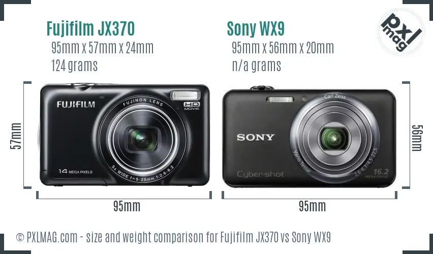 Fujifilm JX370 vs Sony WX9 size comparison