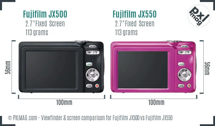 Fujifilm JX500 vs Fujifilm JX550 Screen and Viewfinder comparison