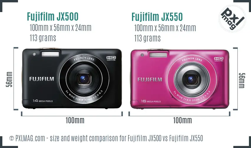 Fujifilm JX500 vs Fujifilm JX550 size comparison