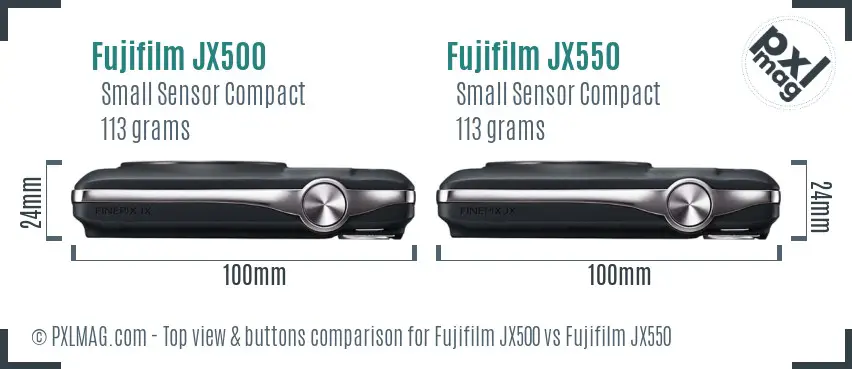 Fujifilm JX500 vs Fujifilm JX550 top view buttons comparison