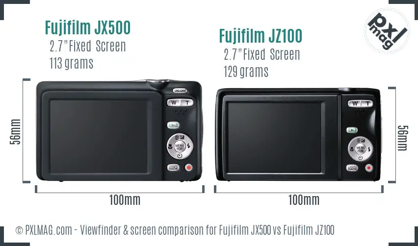 Fujifilm JX500 vs Fujifilm JZ100 Screen and Viewfinder comparison