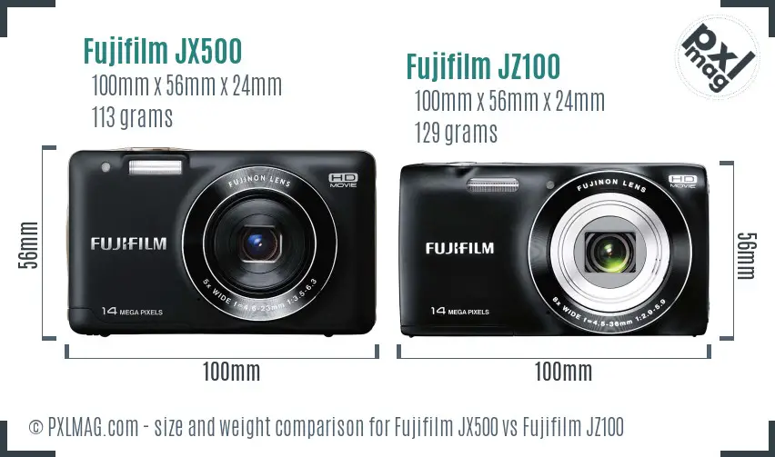 Fujifilm JX500 vs Fujifilm JZ100 size comparison