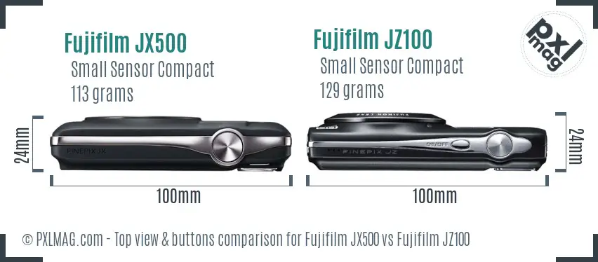 Fujifilm JX500 vs Fujifilm JZ100 top view buttons comparison