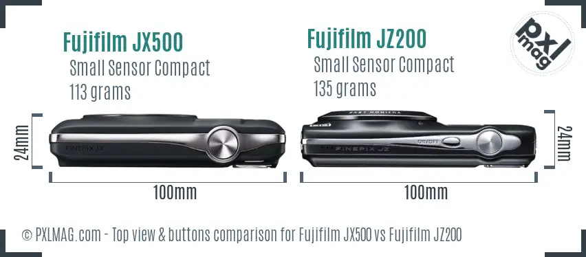 Fujifilm JX500 vs Fujifilm JZ200 top view buttons comparison