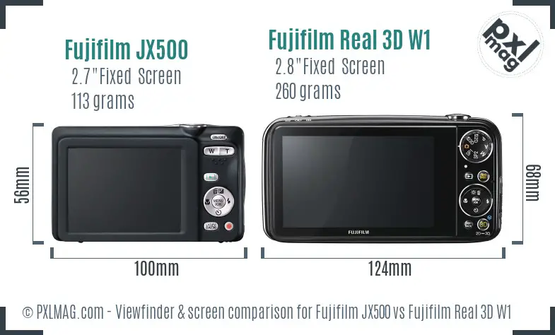 Fujifilm JX500 vs Fujifilm Real 3D W1 Screen and Viewfinder comparison