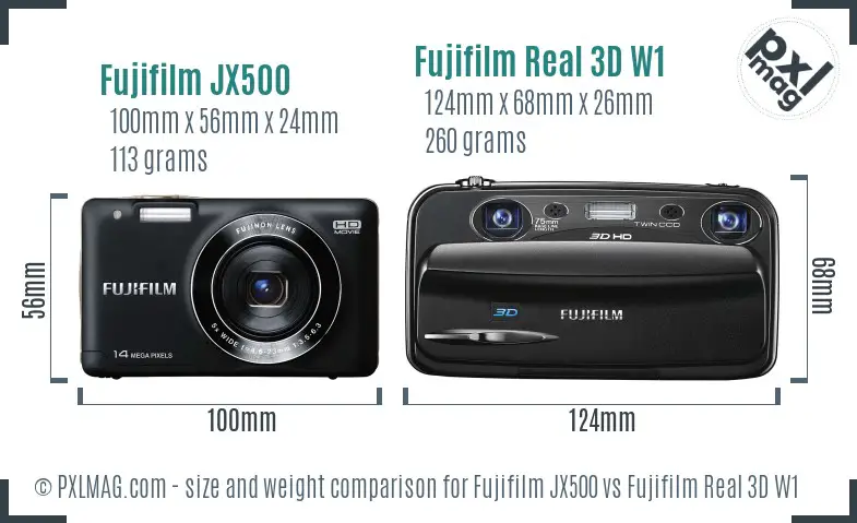 Fujifilm JX500 vs Fujifilm Real 3D W1 size comparison