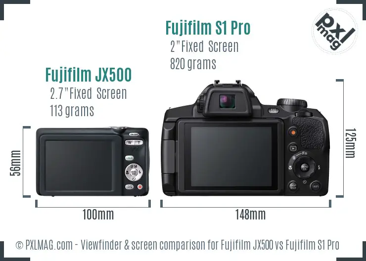 Fujifilm JX500 vs Fujifilm S1 Pro Screen and Viewfinder comparison