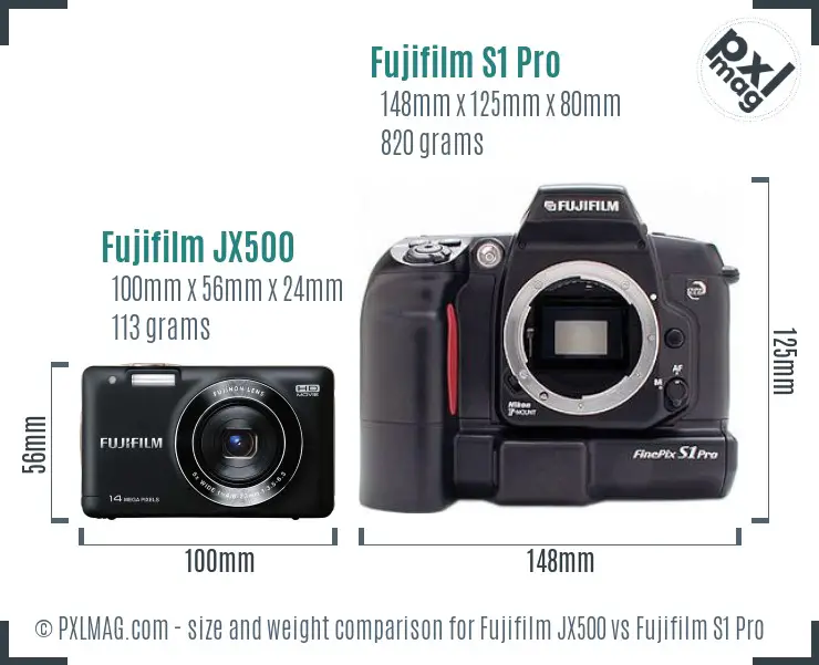 Fujifilm JX500 vs Fujifilm S1 Pro size comparison