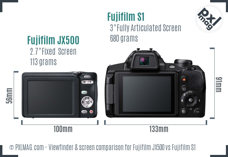 Fujifilm JX500 vs Fujifilm S1 Screen and Viewfinder comparison