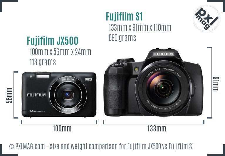 Fujifilm JX500 vs Fujifilm S1 size comparison