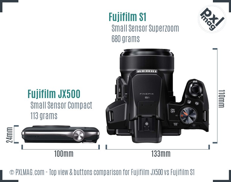 Fujifilm JX500 vs Fujifilm S1 top view buttons comparison