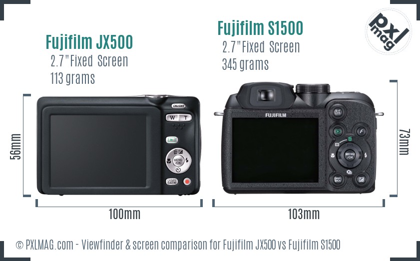 Fujifilm JX500 vs Fujifilm S1500 Screen and Viewfinder comparison