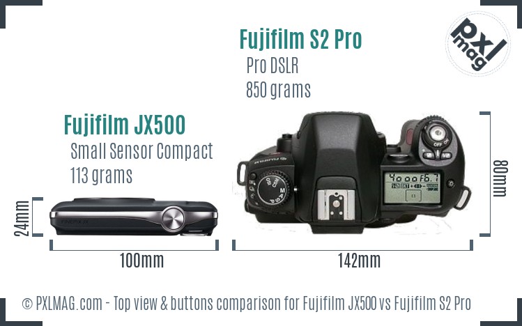 Fujifilm JX500 vs Fujifilm S2 Pro top view buttons comparison