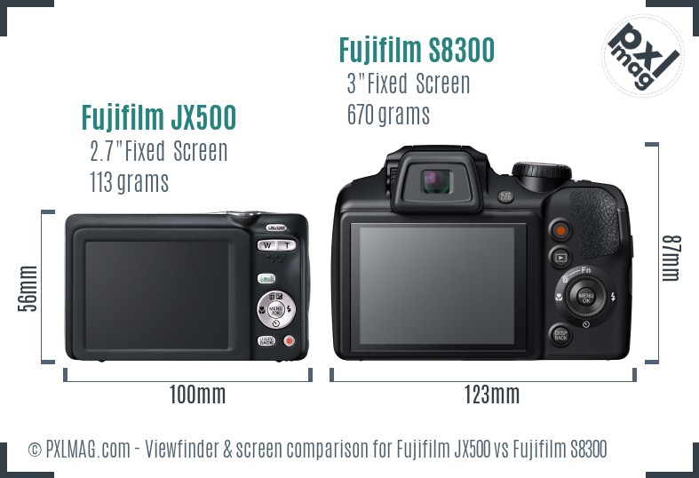 Fujifilm JX500 vs Fujifilm S8300 Screen and Viewfinder comparison