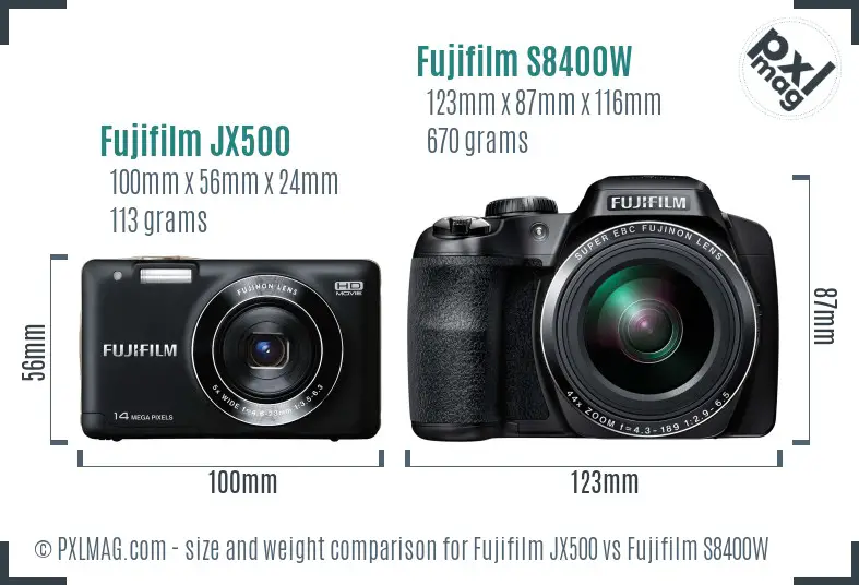 Fujifilm JX500 vs Fujifilm S8400W size comparison
