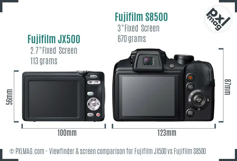 Fujifilm JX500 vs Fujifilm S8500 Screen and Viewfinder comparison