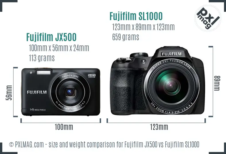 Fujifilm JX500 vs Fujifilm SL1000 size comparison