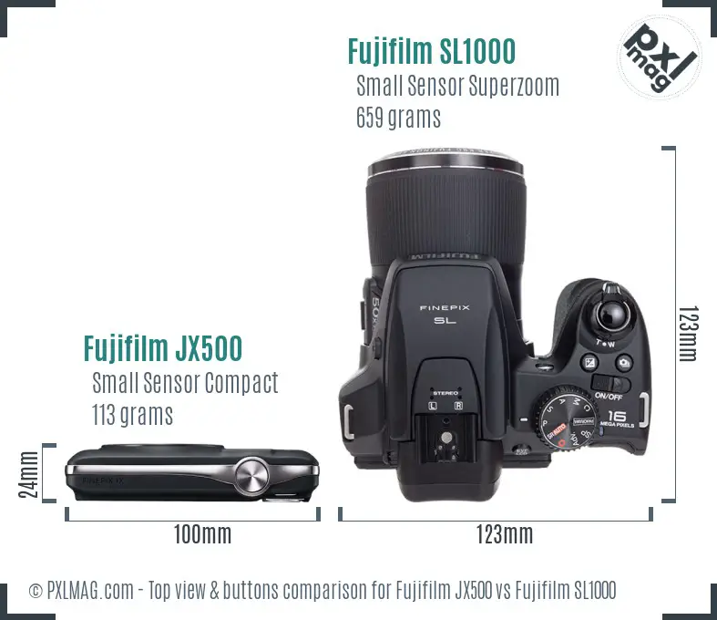 Fujifilm JX500 vs Fujifilm SL1000 top view buttons comparison