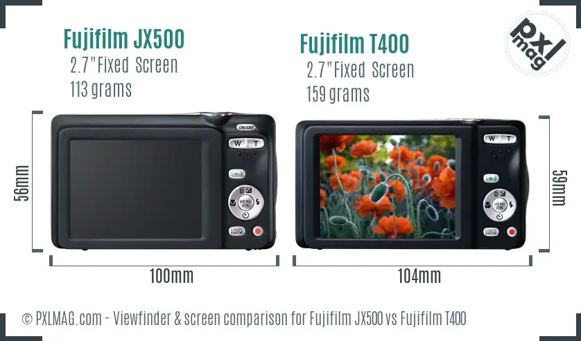Fujifilm JX500 vs Fujifilm T400 Screen and Viewfinder comparison