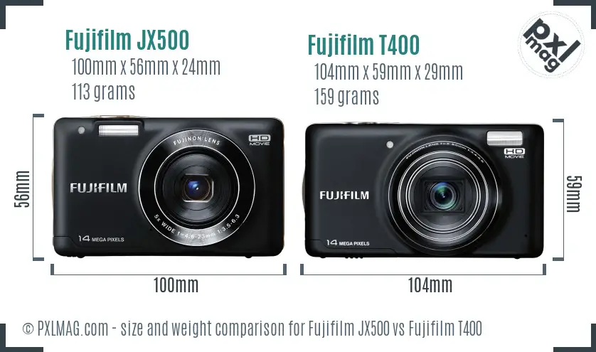 Fujifilm JX500 vs Fujifilm T400 size comparison